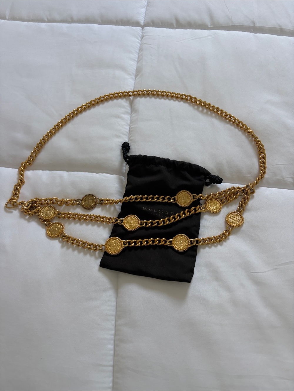 Bulgari Gold Coin Triple-Row Chain Belt